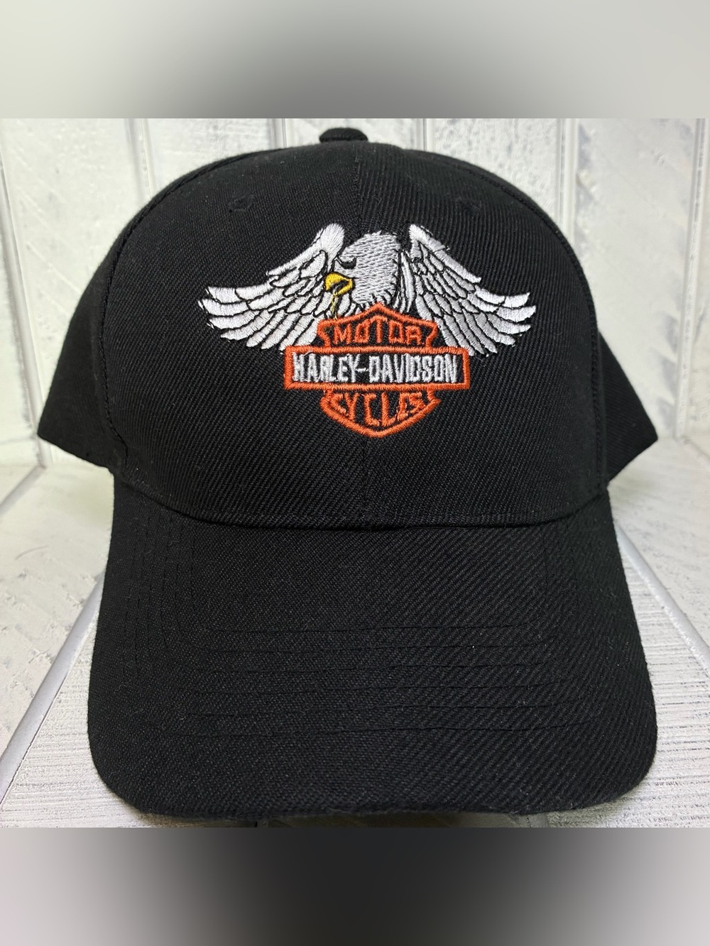 Harley-Davidson Motor Cycles Hat Baseball Style Black Eagle Logo Adjustable OSFM